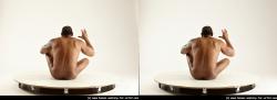 Nude Man Black Sitting poses - simple Muscular Short Black Sitting poses - ALL 3D Stereoscopic poses Realistic